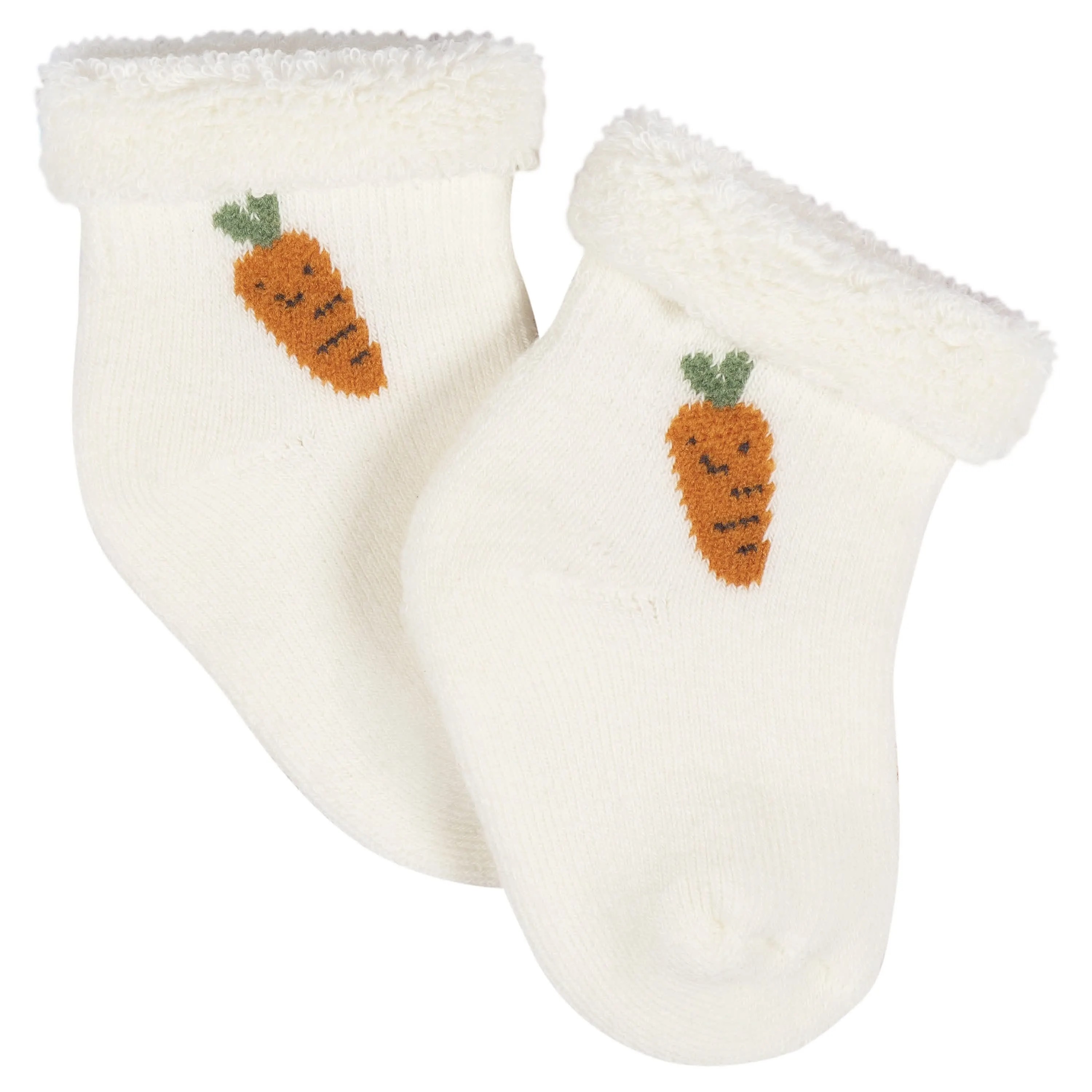 12-Pack Baby Neutral Happy Veggies Terry Wiggle Proof Socks