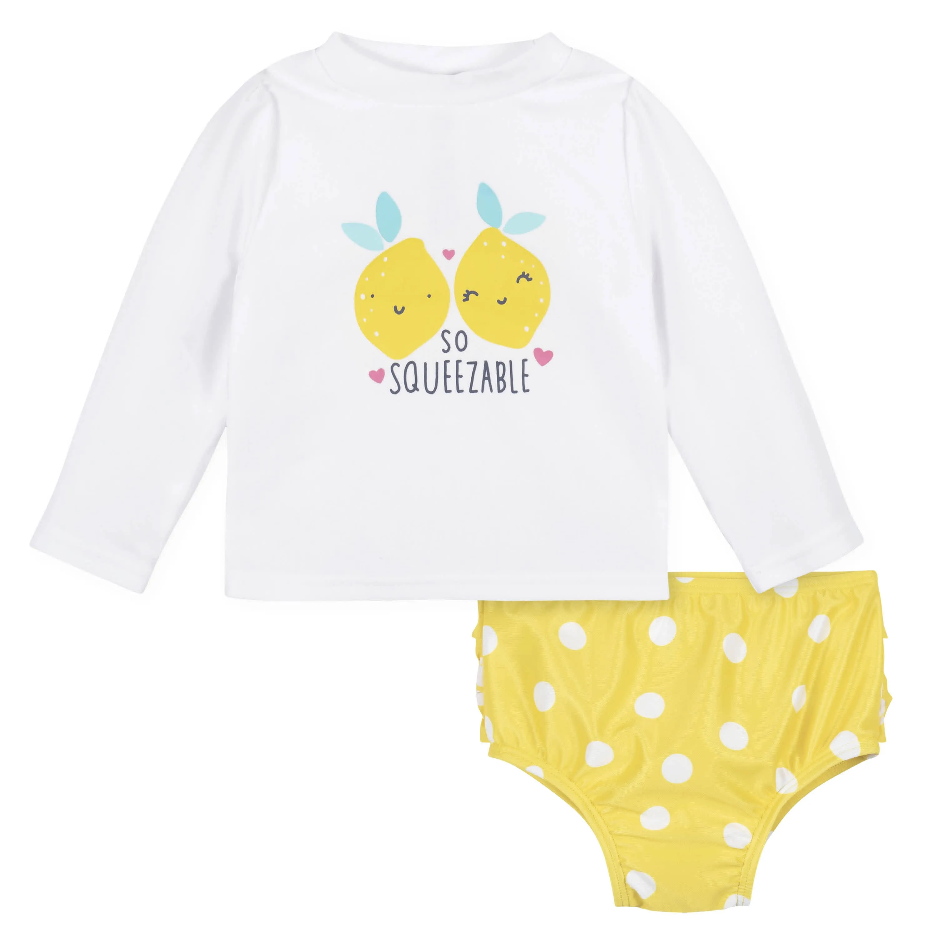 2-Piece Baby & Toddler Girls Lemon Squeeze Rash Guard & Swim Bottoms Set