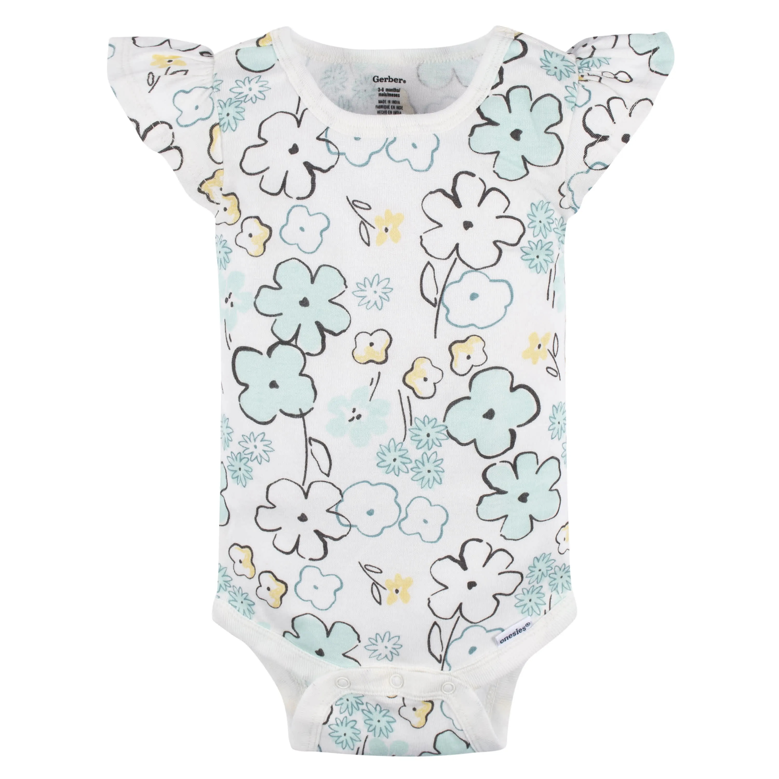 4-Pack Baby Girls Bee Petals Short Sleeve Onesies Bodysuits