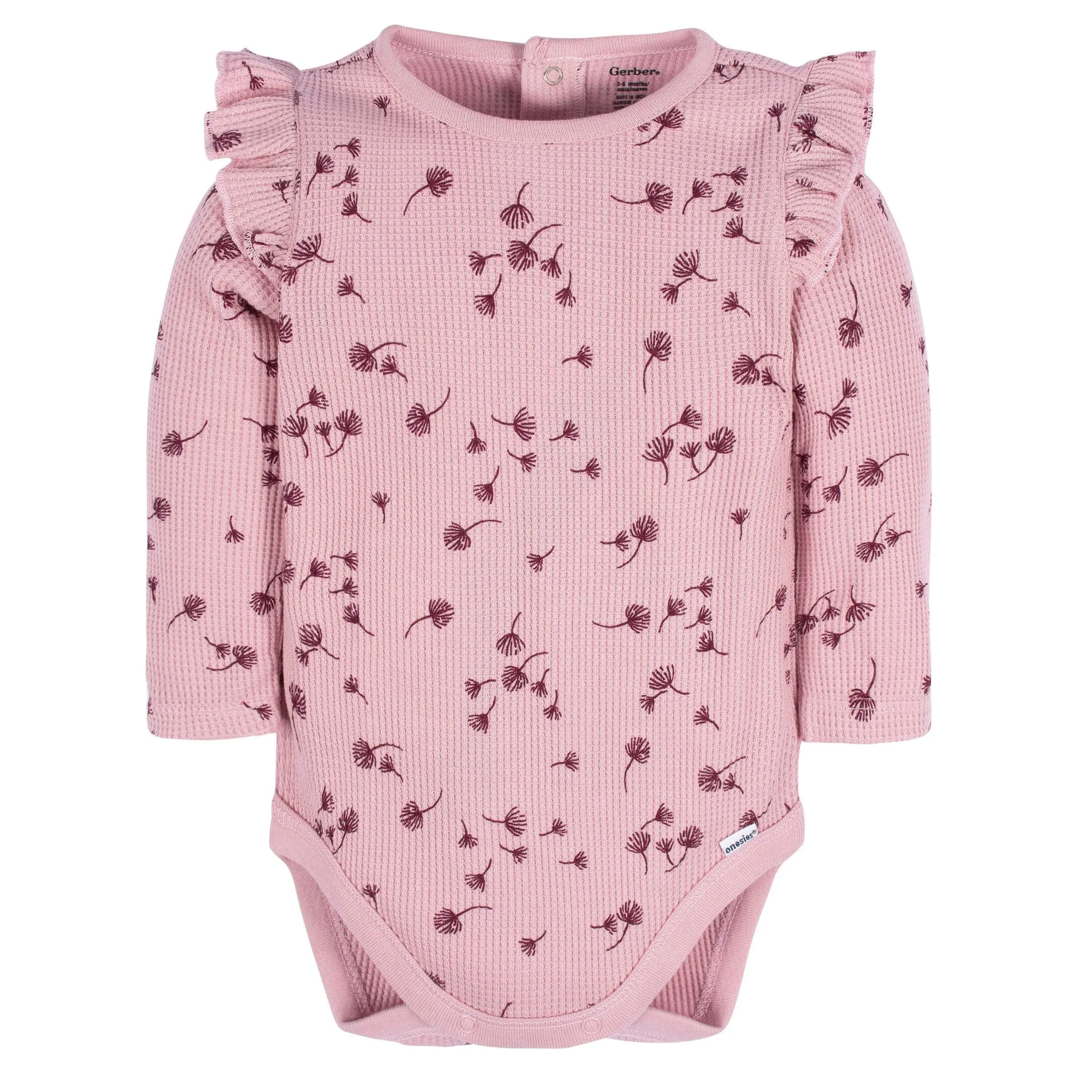 2-Pack Baby Girls Dandelions Long Sleeve Onesies Bodysuits