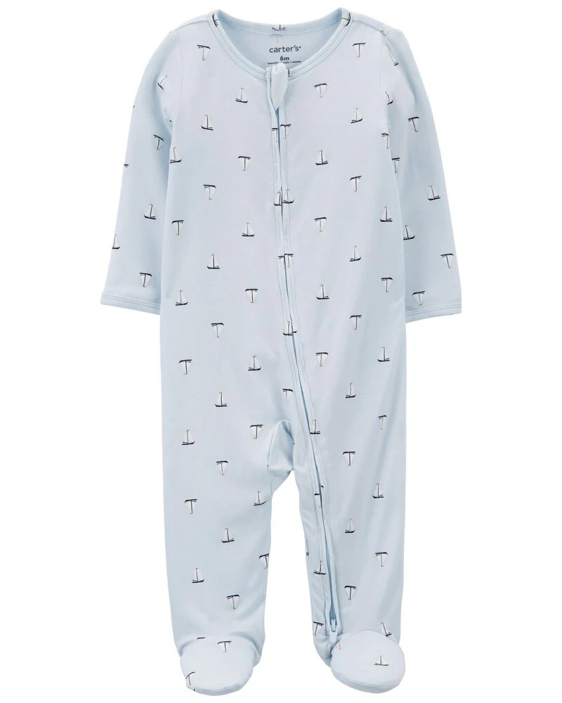 Carter's Sailboat Zip-Up PurelySoft Sleep and Play ECOVERO