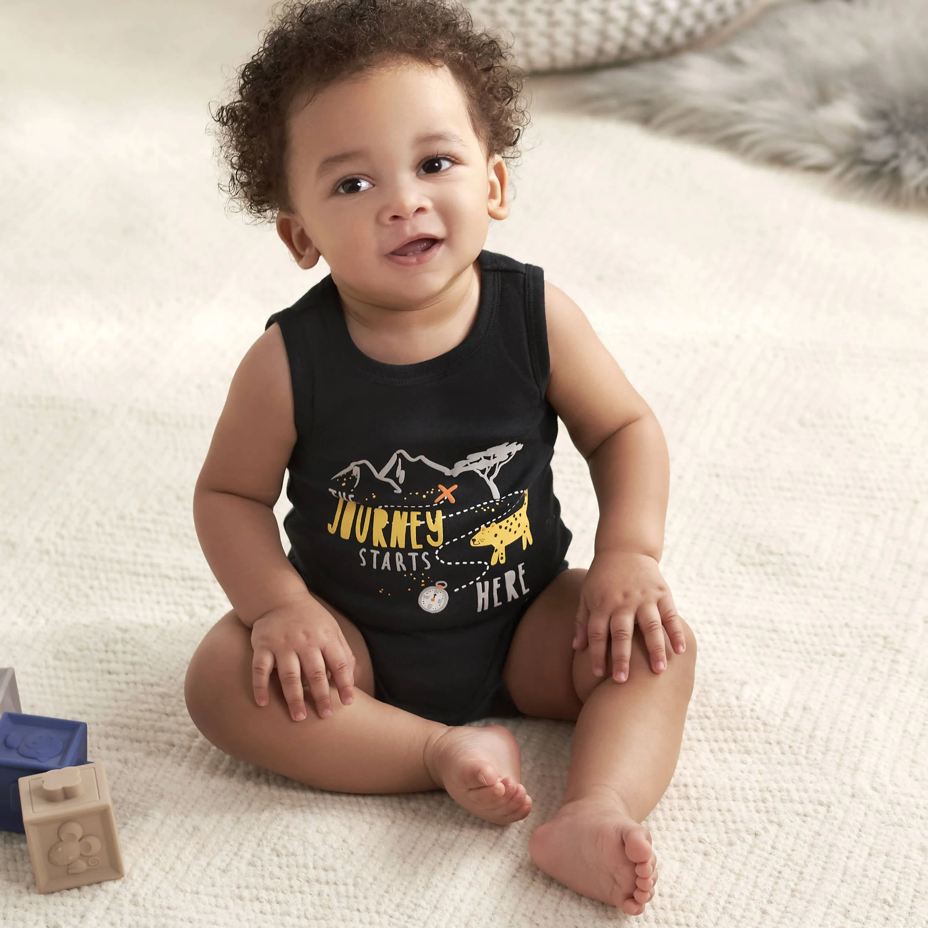 4-Pack Baby Boys Wild At Heart Tank Onesies Bodysuits