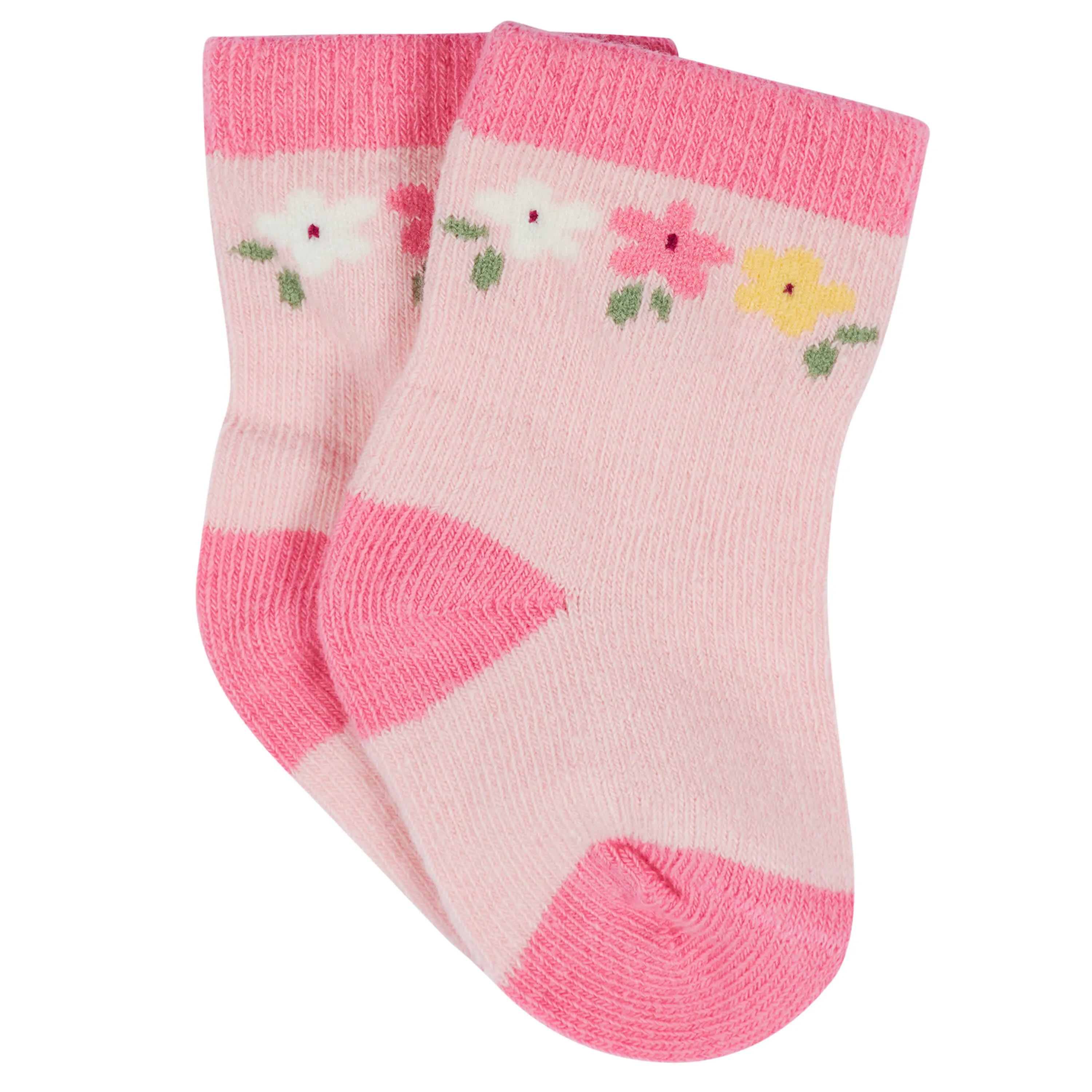 12-Pack Baby & Toddler Girls Floral Fox Jersey Crew Wiggle Proof Socks