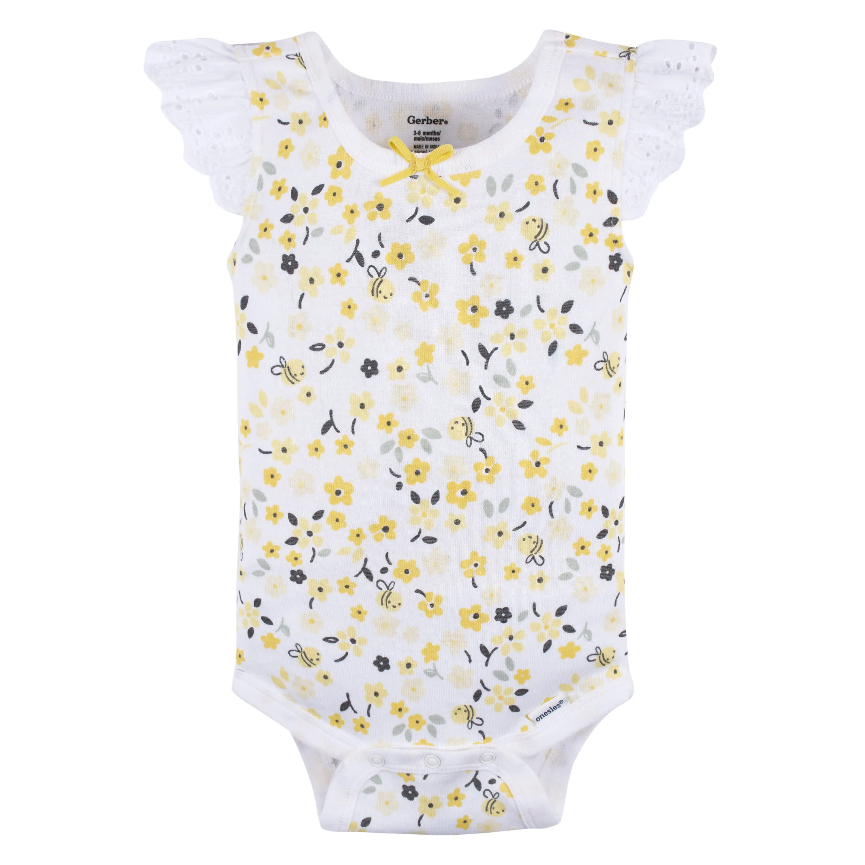 4-Pack Baby Girls Bee Garden Sleeveless Onesies Bodysuits