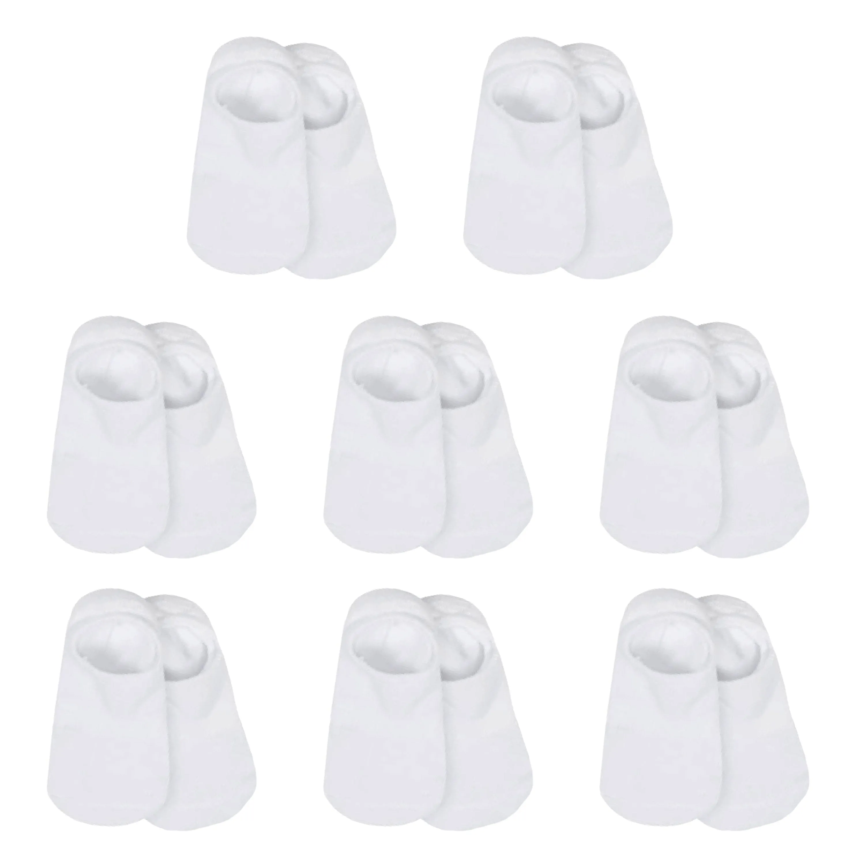 8-Pack Baby & Toddler White Wiggle Proof No Show Socks