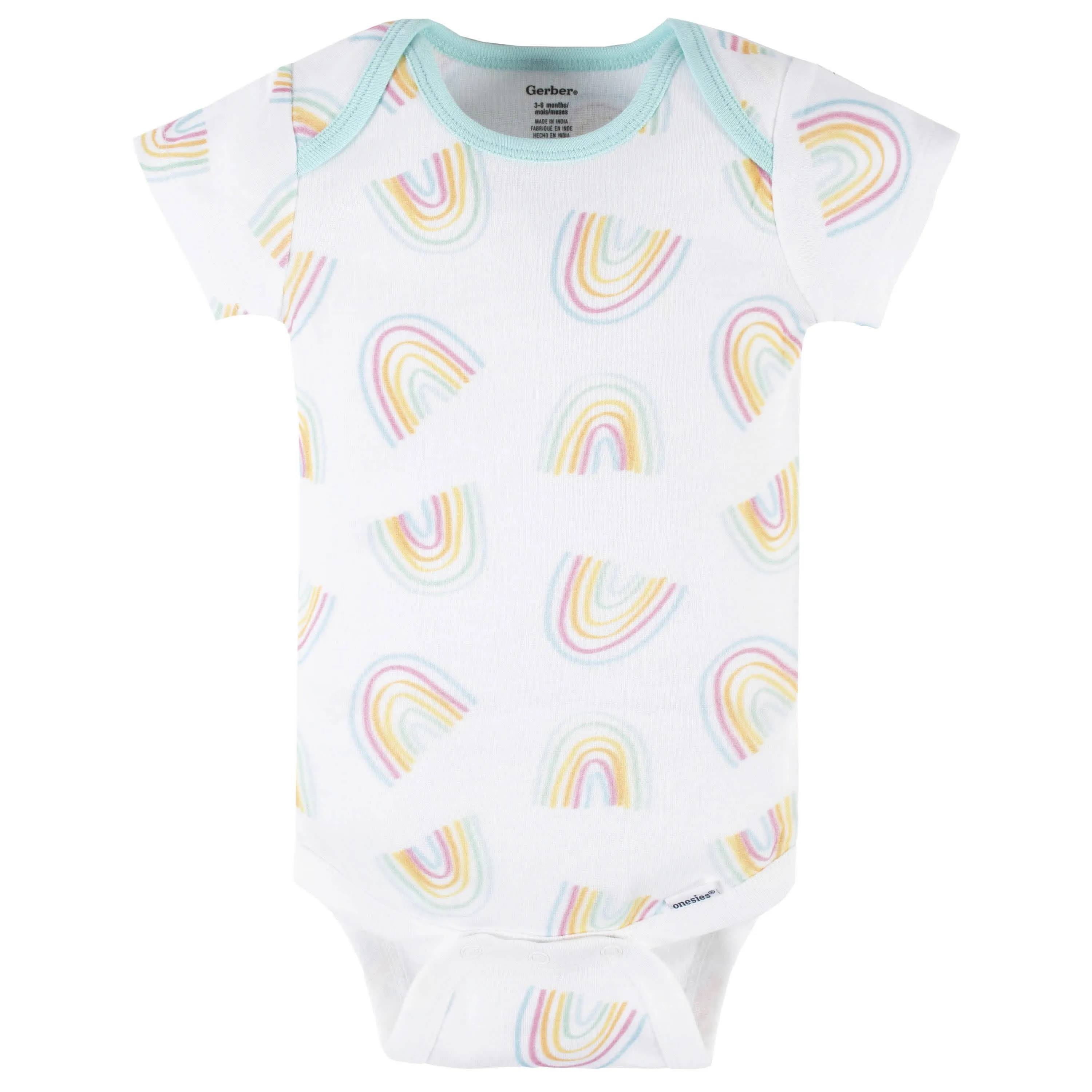 4-Pack Baby Girls Dots Of Rainbows Short Sleeve Onesies Bodysuits