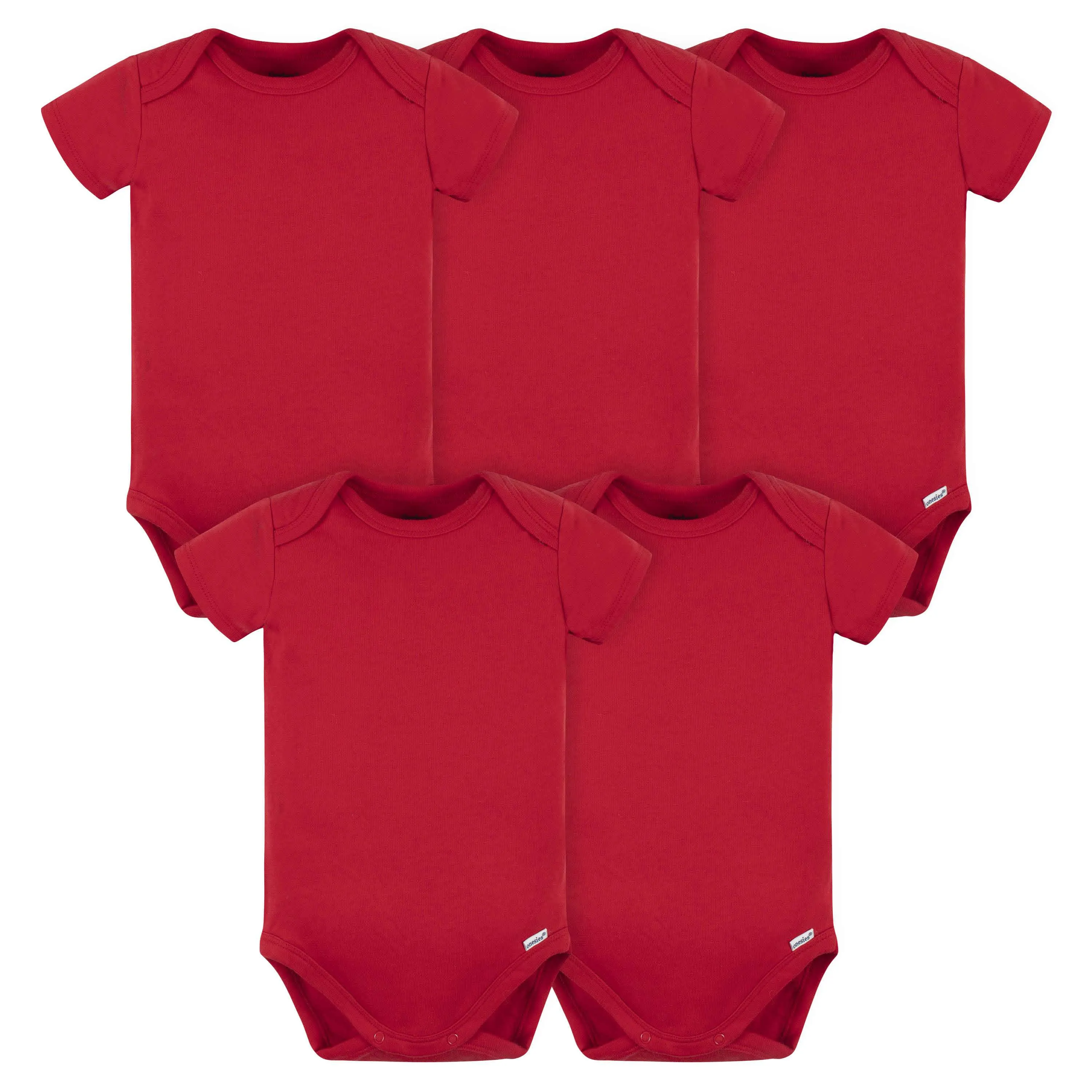 5-Pack Baby Red Premium Short Sleeve Onesies Bodysuits