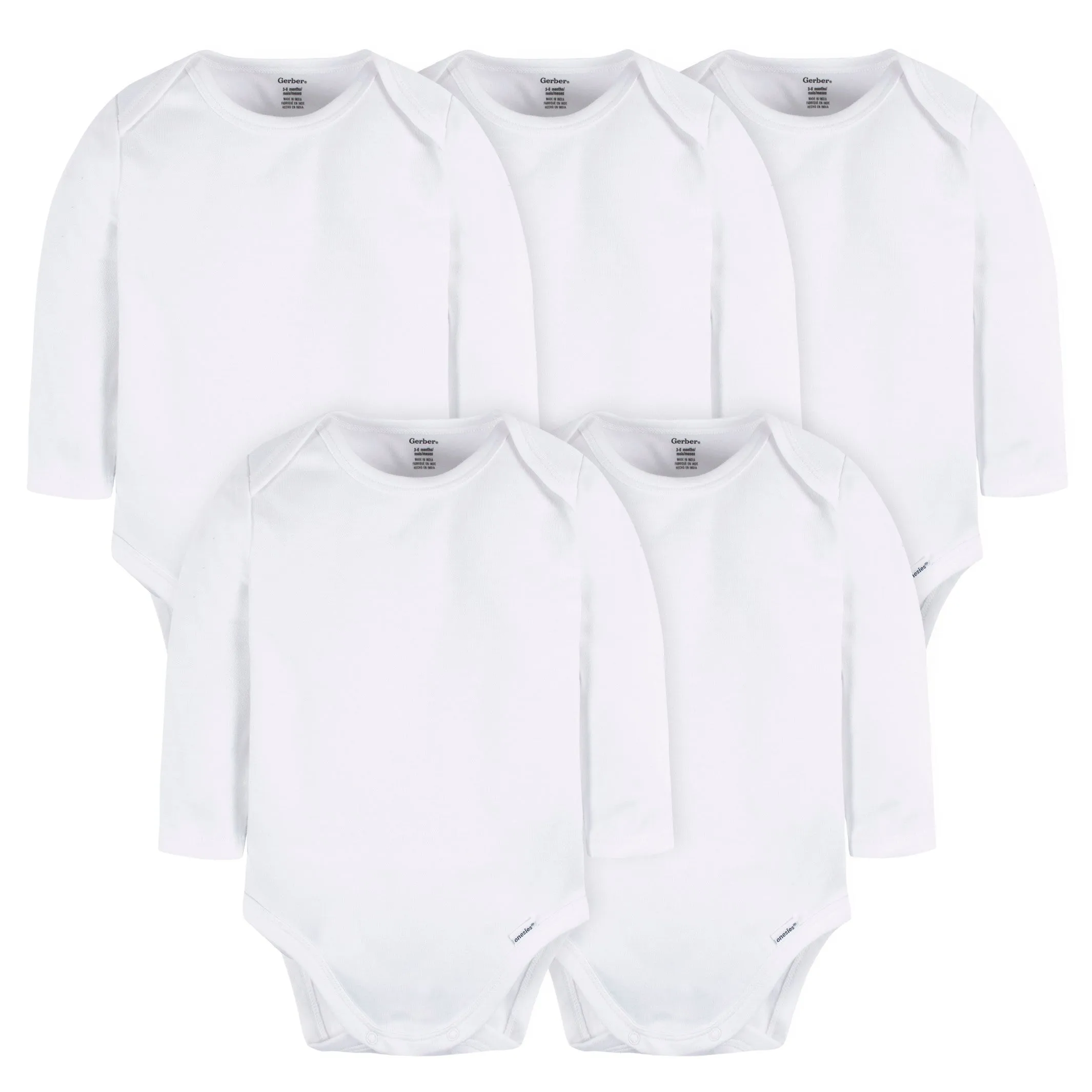 5-Pack Baby White Premium Long Sleeve Onesies Bodysuits