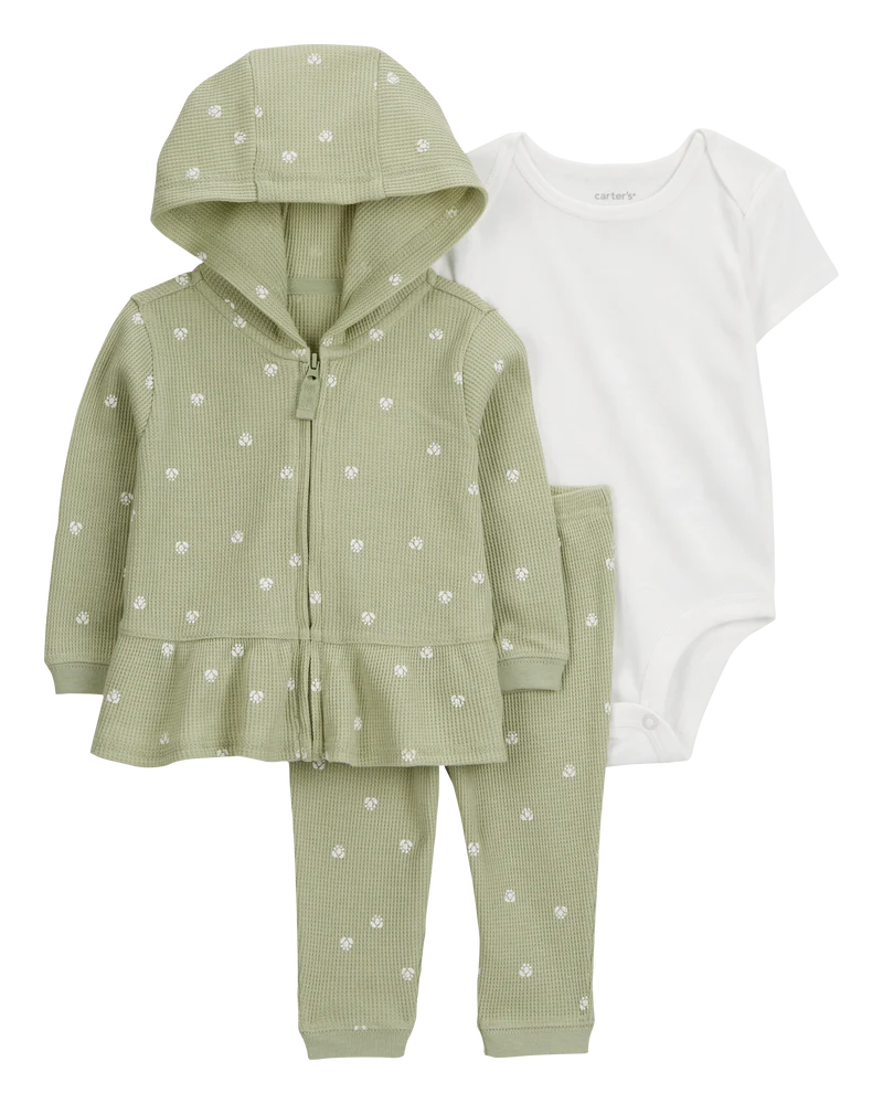 Carter's Baby 3-Piece Heart Thermal Little Cardigan Set