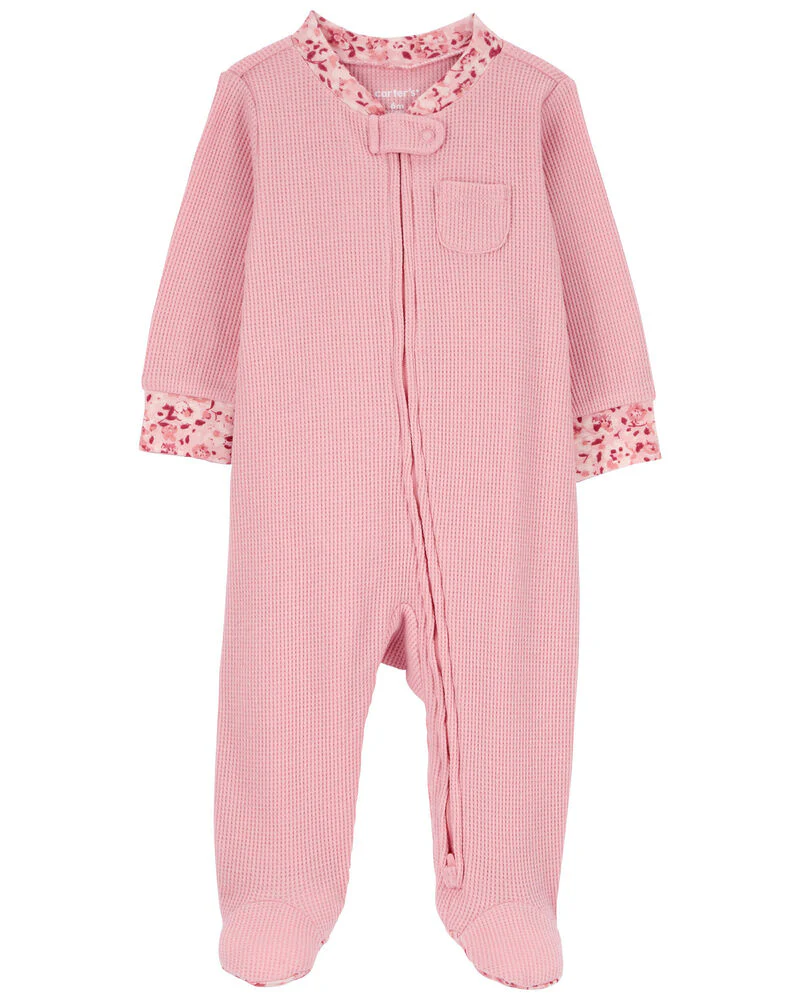 Carter's Baby Floral Trim 2-Way Zip Thermal Textured Sleep & Play