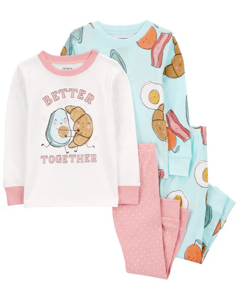 Carter's Baby 4-Piece Breakfast Print 100% Snug Fit Cotton Pajamas