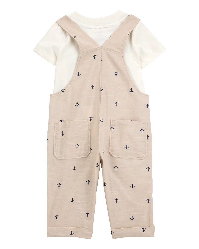 Carter's Baby 2-Piece Anchor Tee & Overall Set - Tan/Ivory