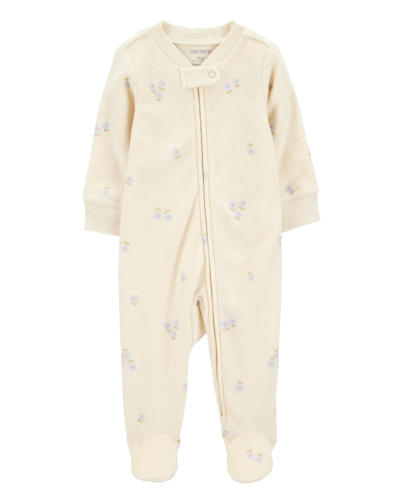 Carter's Baby Floral Print Zip-Up Terry Sleep and Play
