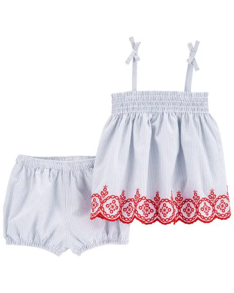 Oshkosh Baby Girl Cotton 2 Piece Stripe Set