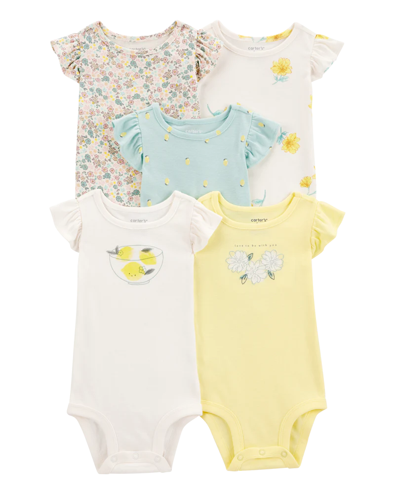 Carter's Baby 5-Pack Short-Sleeve Lemon Bodysuits