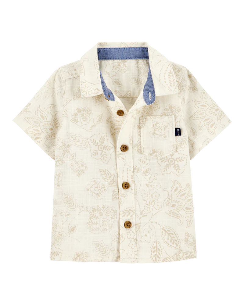 Oshkosh Baby Tropical Paisley Cotton Short-Sleeve Top - Cream