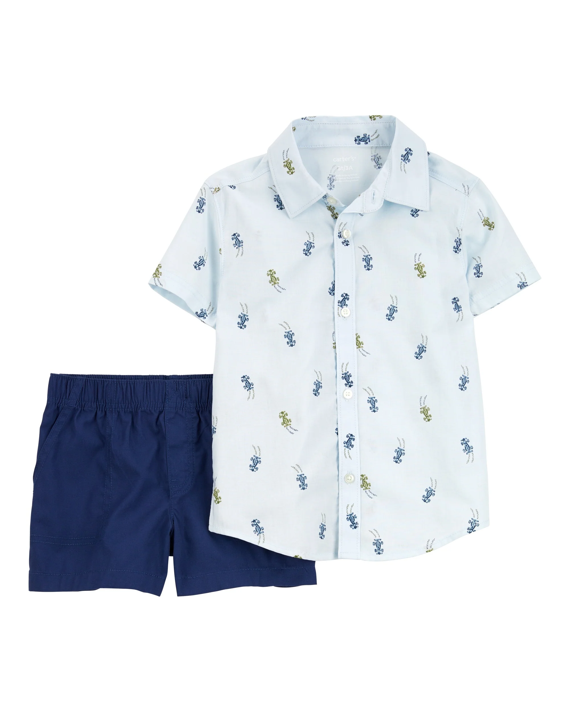 Carter's Toddler 2-Piece Race Car Button-Down Shirt Outfit Set