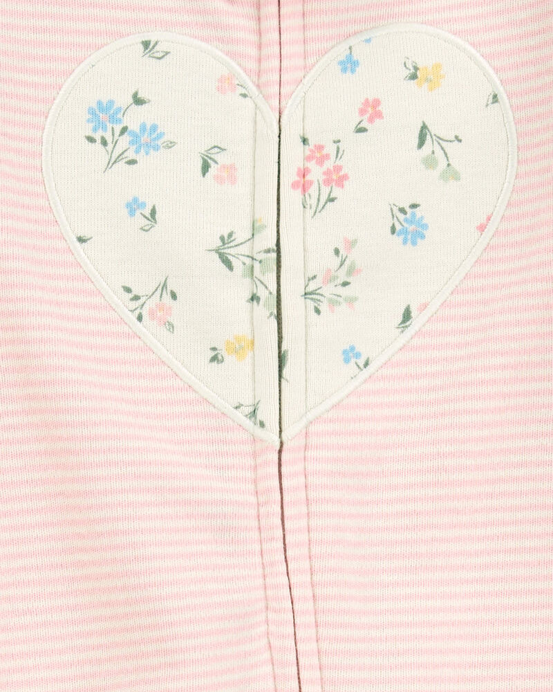 Carter's Baby Striped Heart 2-Way Zip Cotton Sleep and Play