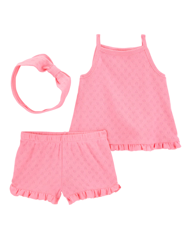 Carter's Baby 3-Piece Pointelle Heart Set - Pink