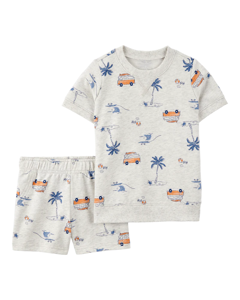 Carter's Toddler 2-Piece Beach Print Short Set - Grey