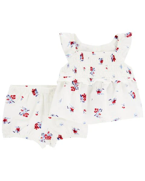 Oshkosh Baby Girl Cotton 2 Piece Floral Set