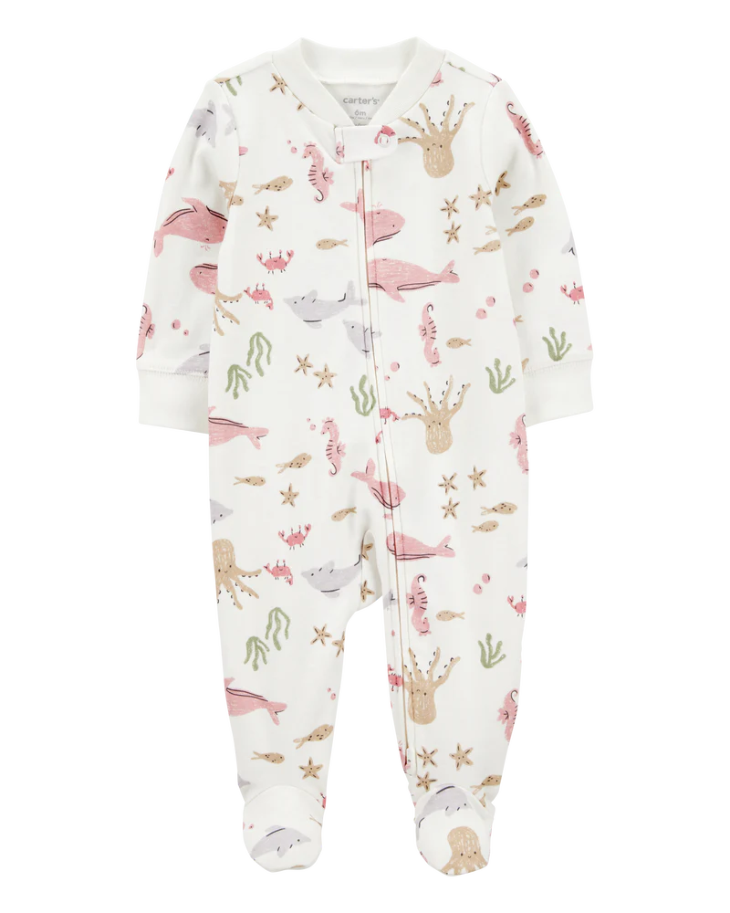 Carter's Baby Aquatic Animals 2-Way Zip Cotton Sleep and Play