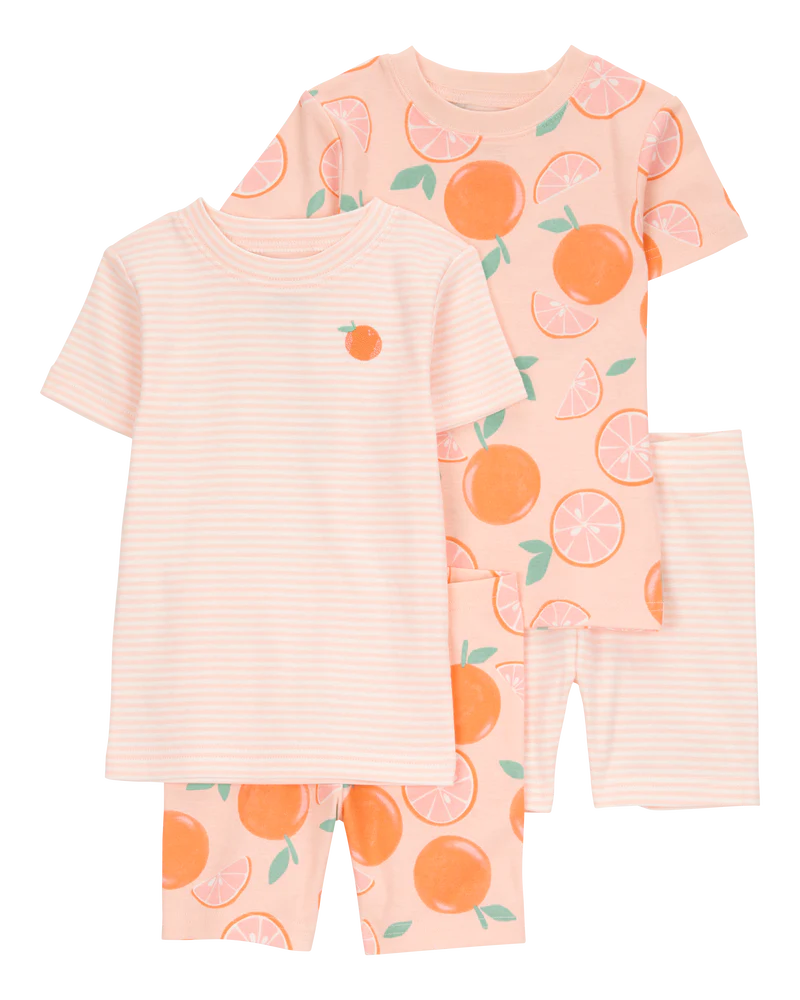 Carter's Baby Orange Print Snug Fit Cotton 4-Piece Pyjamas