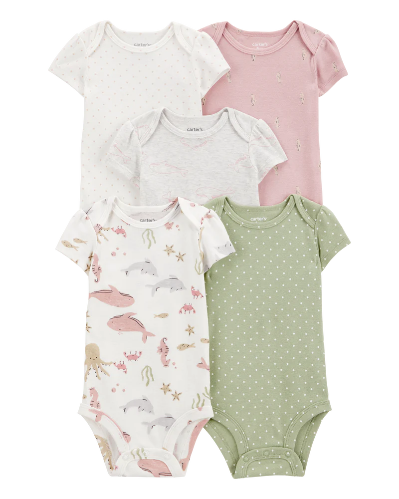 Carter's Baby 5-Pack Seahorse Short-Sleeve Bodysuits