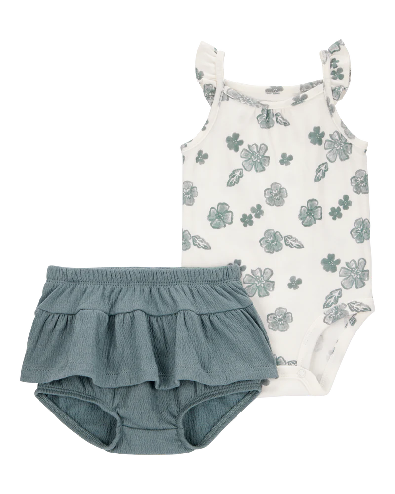 Carter's Baby 2-Piece Flutter-Sleeve Floral Bodysuit & Short Set