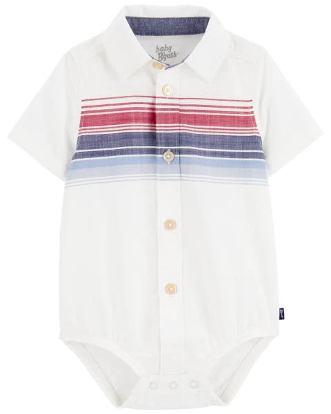 Oshkosh Baby Stripe Bodysuit with Pull-On Denim Shorts