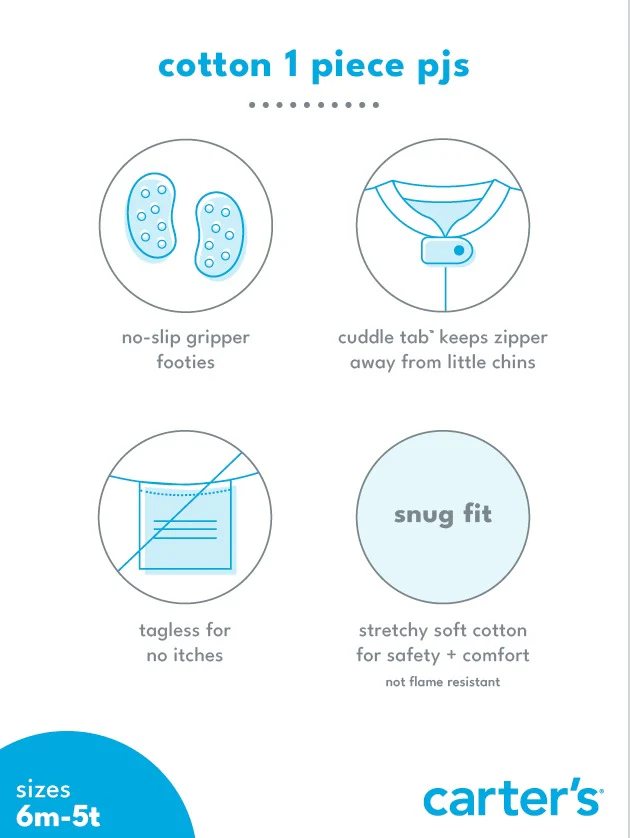 Carter's Baby Floral Print Snug Fit Cotton Footless 1-Piece Pyjamas