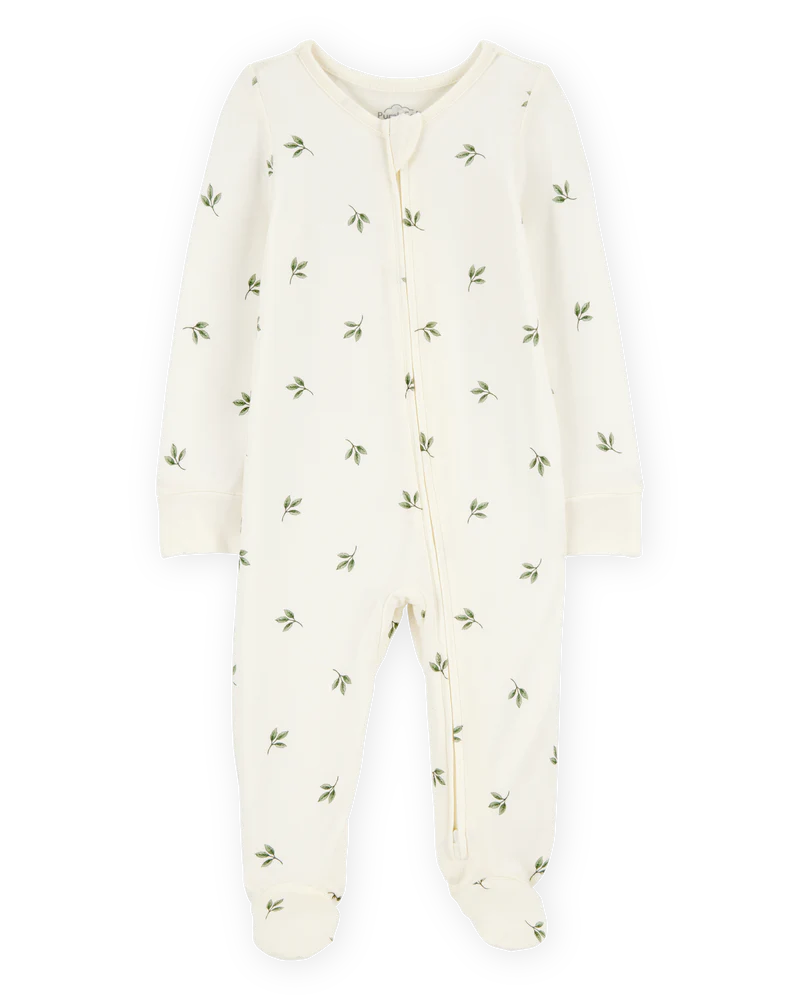 Baby Leaf Print Zip-Up PurelySoft Sleep and Play