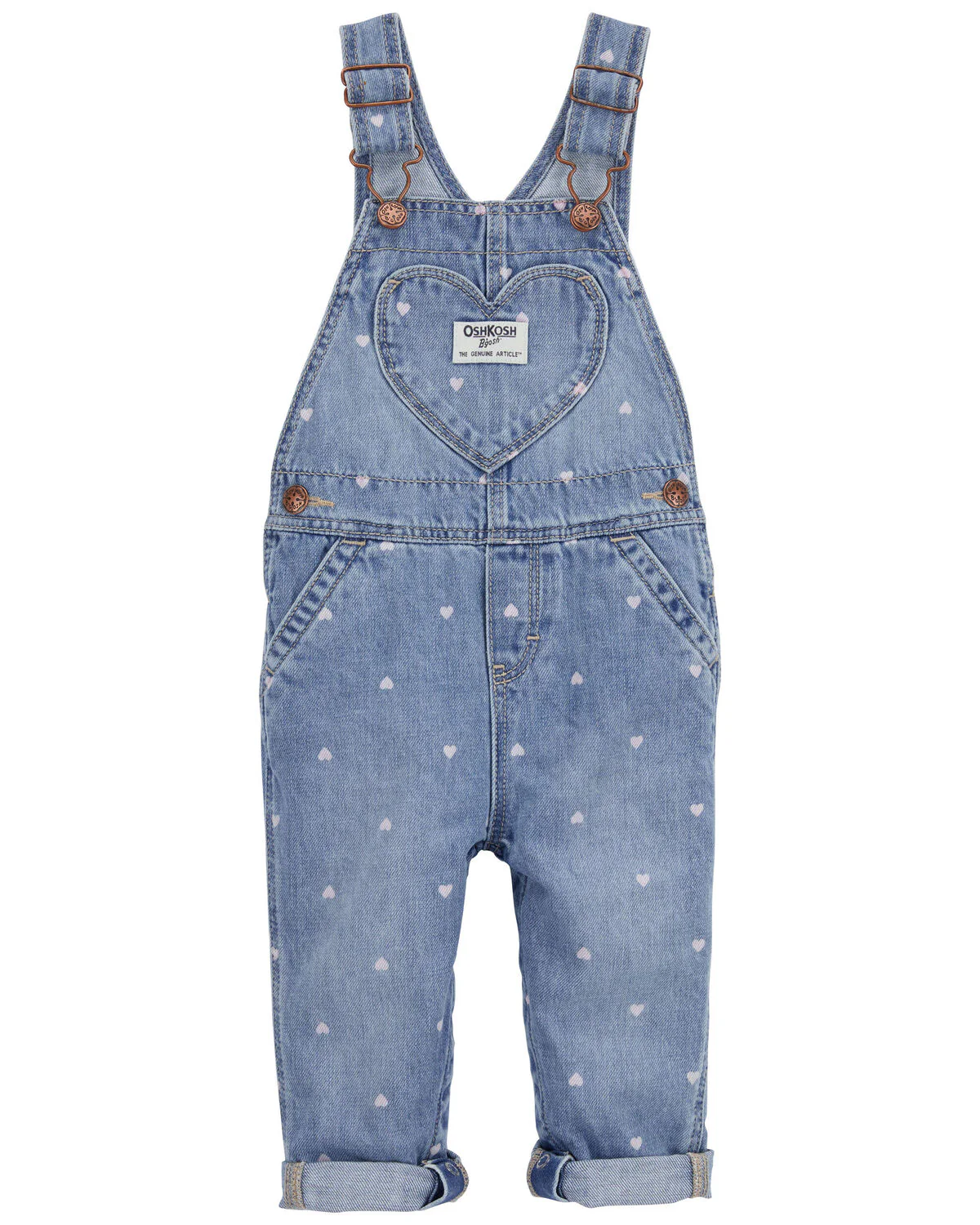 Oshkosh Baby Heart Print Denim Overalls