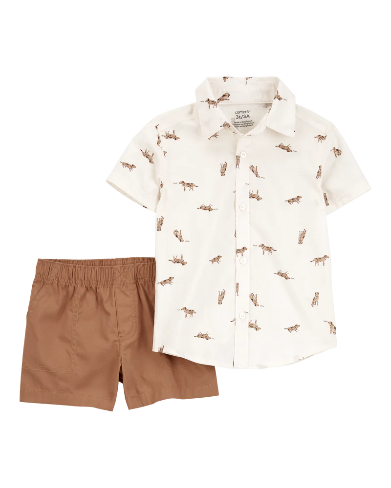 Carter's Toddler 2-Piece Dog Button-Down Shirt Outfit Set