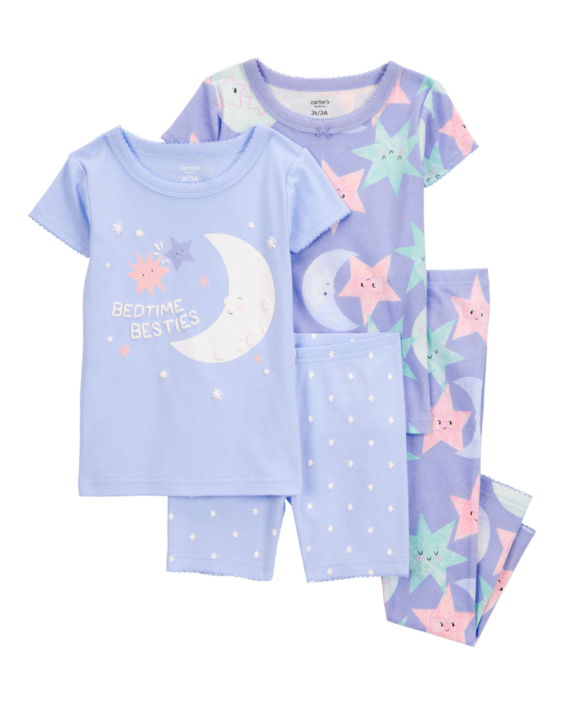 Carter's Toddler 4-Piece Moon & Stars 100% Snug Fit Cotton Pyjamas
