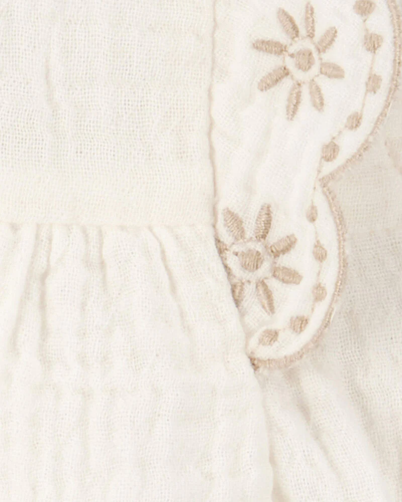 Carter's Baby 2-Piece Eyelet-Sleeve Tank & Pull-On Chambray Short Set