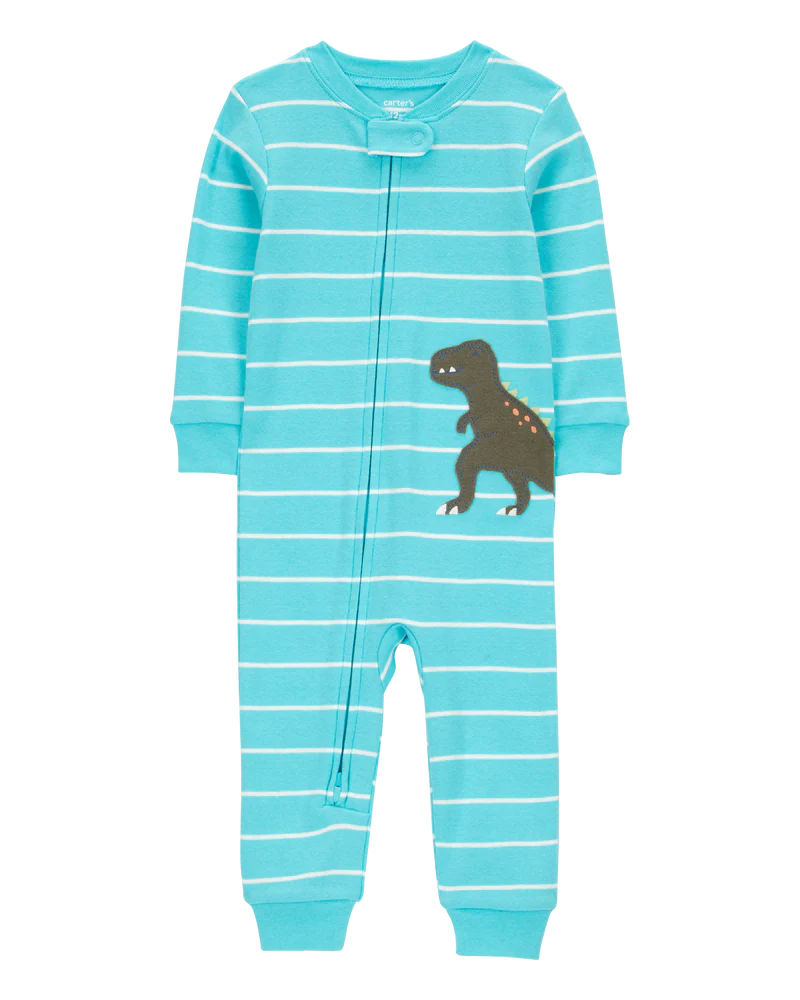 Carter's Toddler 1-Piece Striped Dinosaur 100% Snug Fit Cotton Footless Pyjamas
