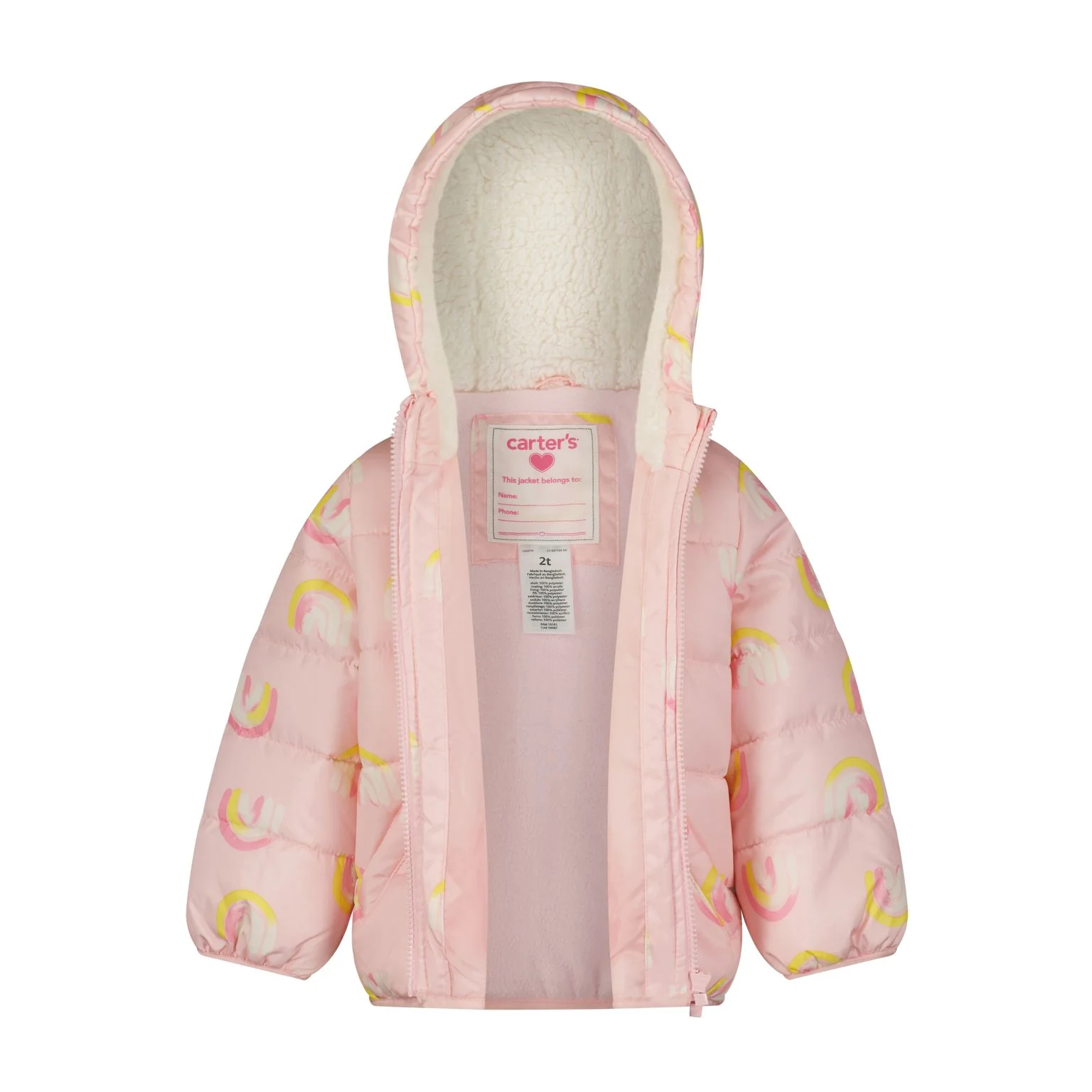 Carters Baby Girls Rainbow Puffer Jacket
