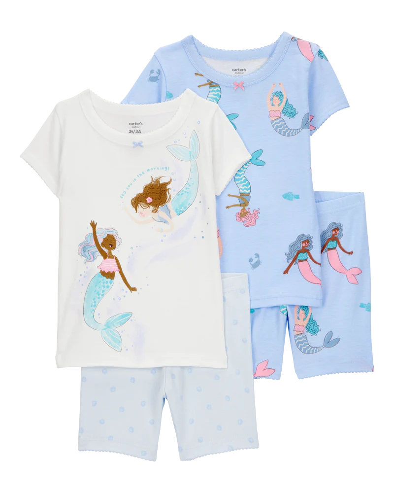 Carter's Toddler Mermaid Print Snug Fit Cotton 4-Piece Pyjamas