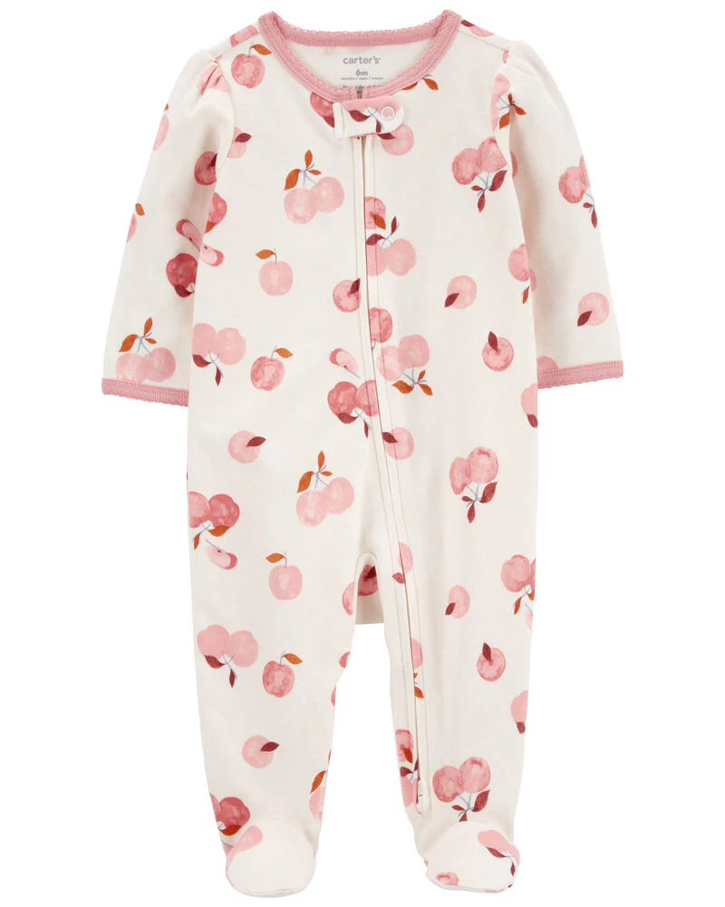 Carter's Baby Apple Print 2-Way Zip Cotton Sleep & Play