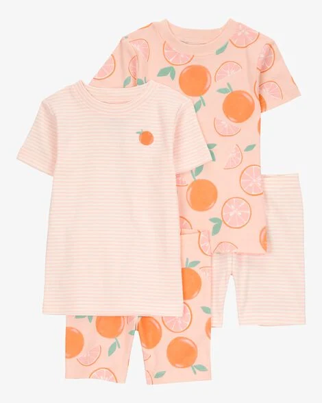 Carter's Toddler Orange Print Snug Fit Cotton 4-Piece Pajamas