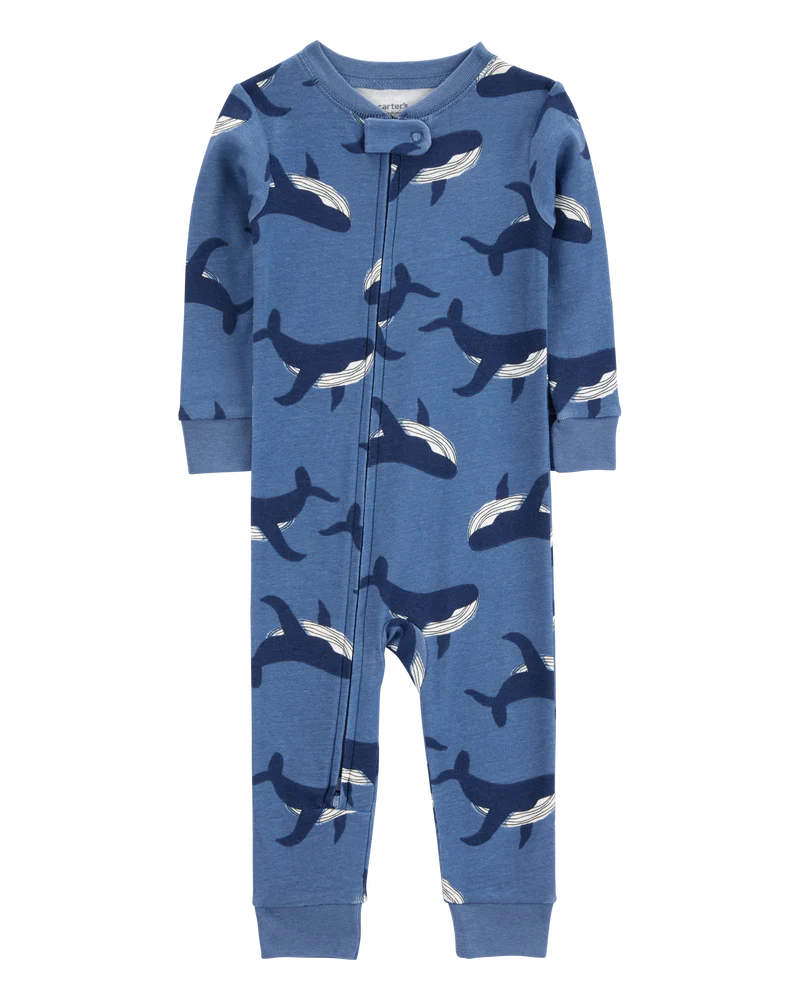 Carter's Toddler Whale Print Snug Fit Cotton Footless 1-Piece Pyjamas - Navy