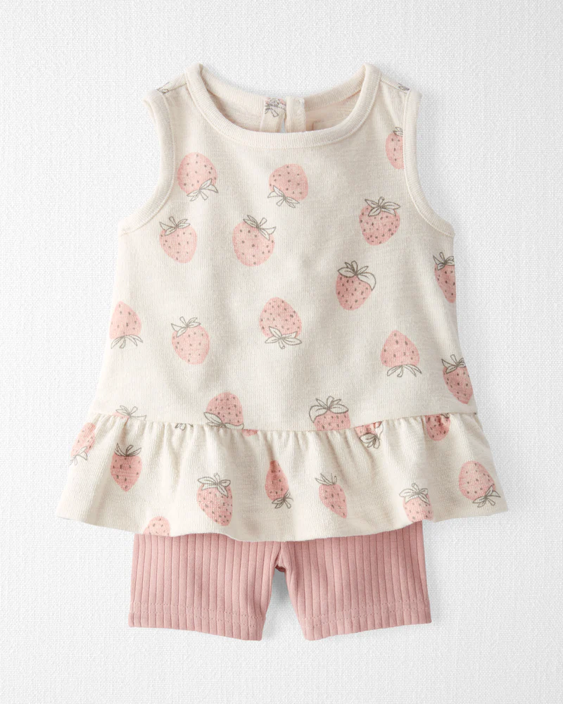 LITTLE PLANET Baby 2-Piece Strawberry-Print Set Made With Organic Cotton