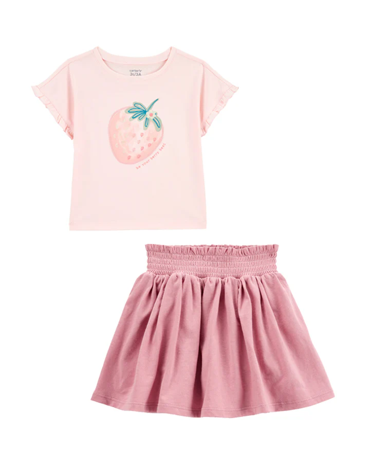 Carter's Toddler Short-Sleeve Strawberry Fashion Top with Pull-On Skort