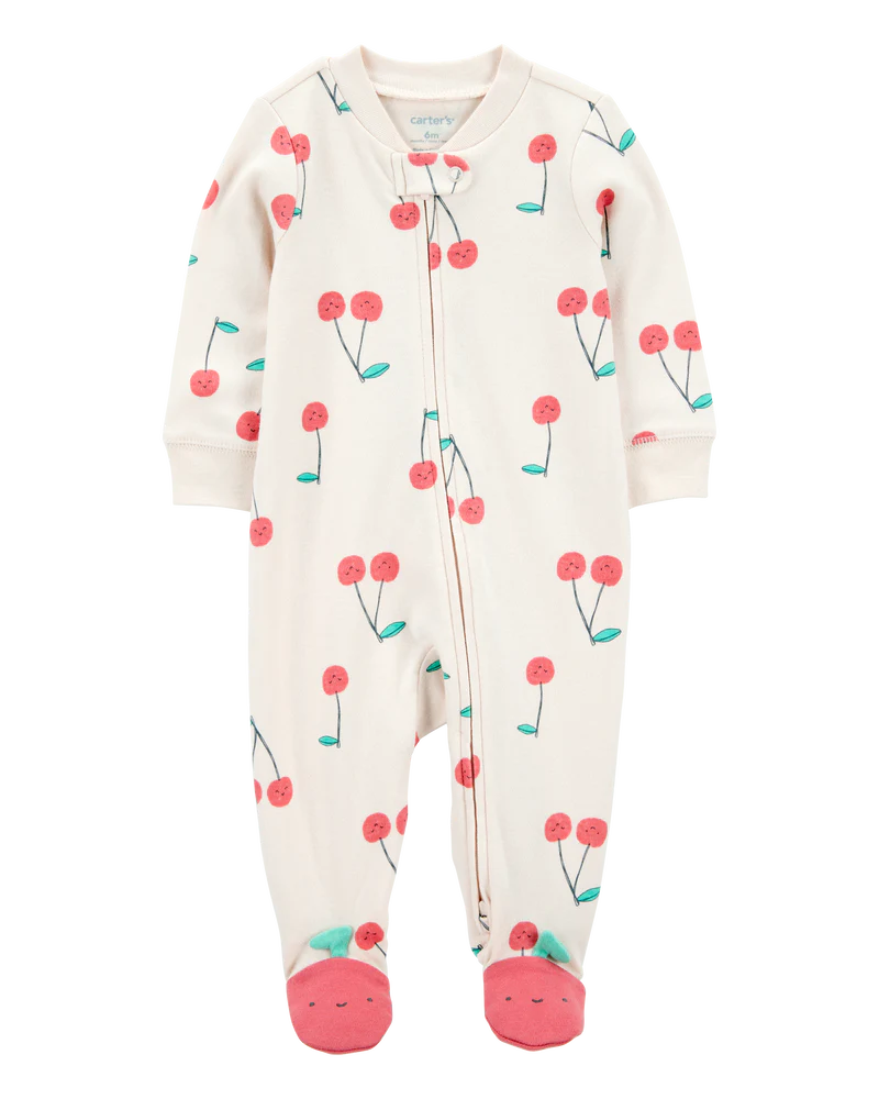 Carter's Baby Cherry Print 2-Way Zip Cotton Sleep and Play