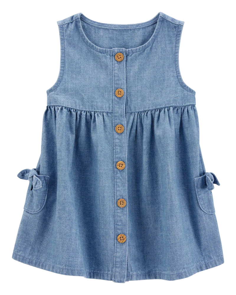 Carter's Baby Solid Cotton Dress - Blue