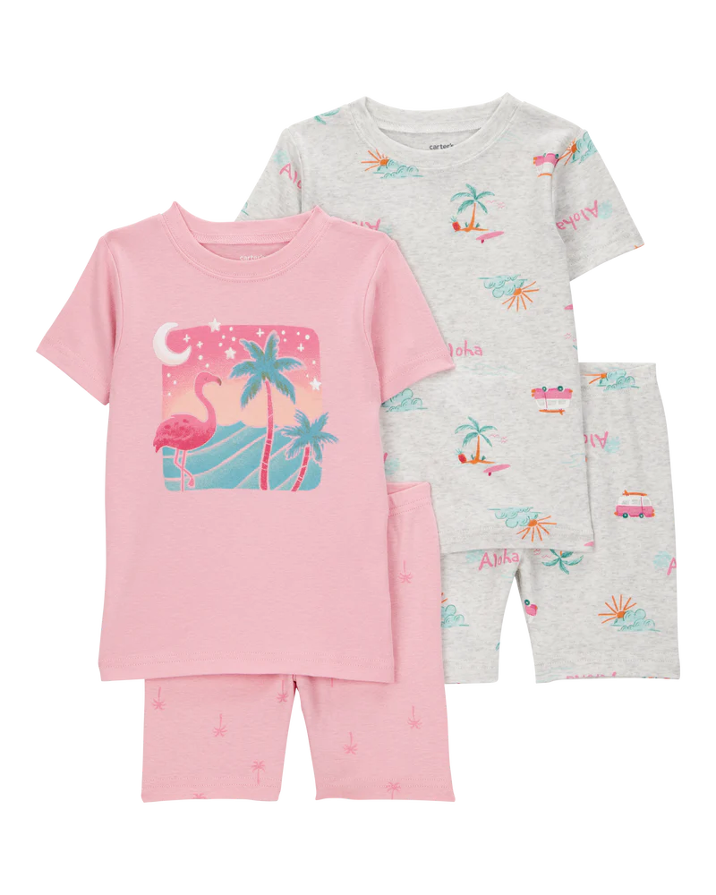 Carter's Baby Flamingo Print Snug Fit Ribbed 4-Piece Pyjamas