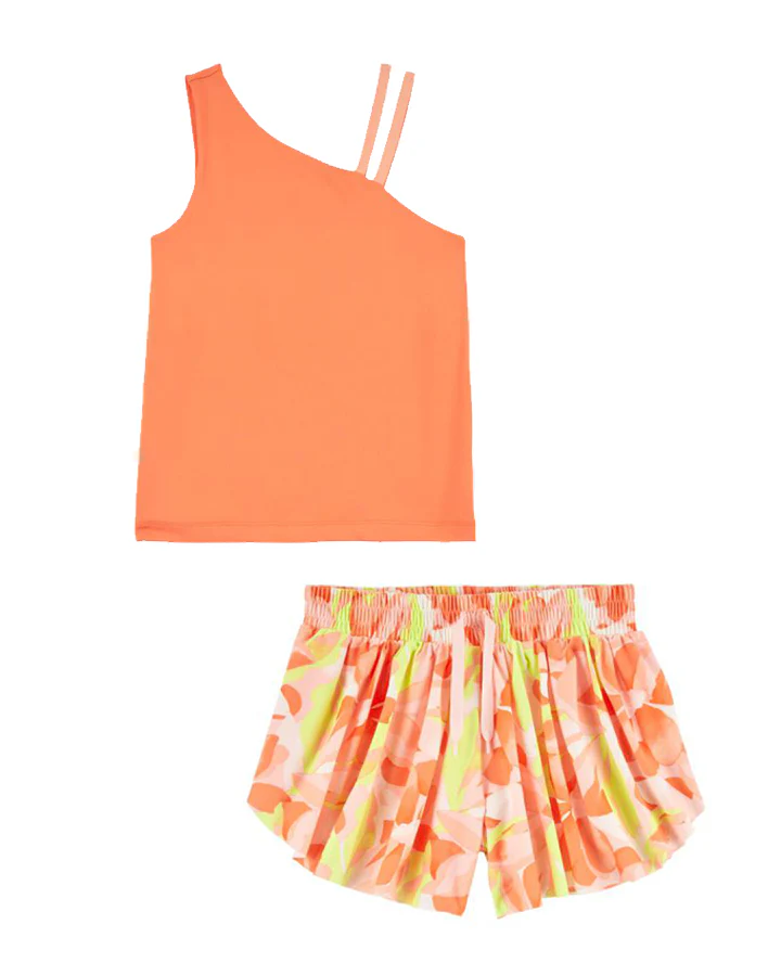 Carter's Kid Active Tank In BeCool Fabric with Floral Pull-On Flip Shorts