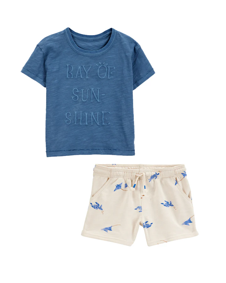 Carter's Toddler Sun Short-Sleeve Tee with Pull-On French Terry Shorts