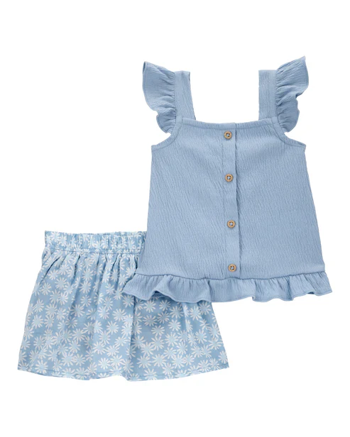 Carter's Baby 2-Piece Flutter-Sleeve Top & Skort Set - Blue